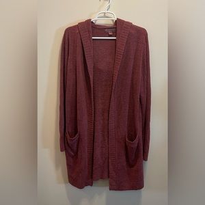 Barefoot Dreams Cozy Chic Lite Rose Color Hooded Cardigan Size Medium